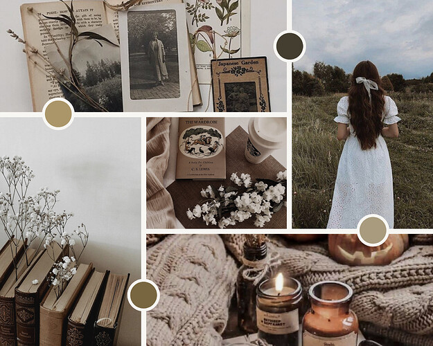 Brown and Green Clean Grid Color Inspiration Moodboard Photo Collage